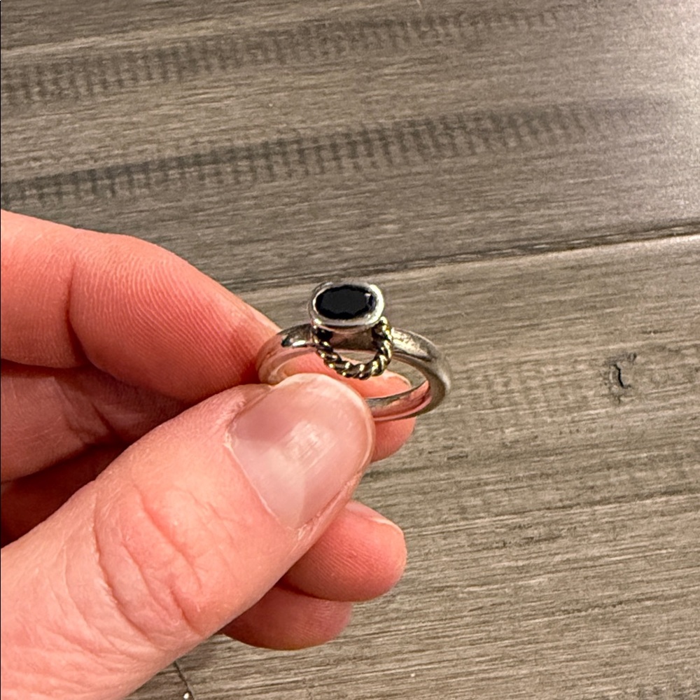 Pandora Elegant sterling Silver and Black Women's Ring